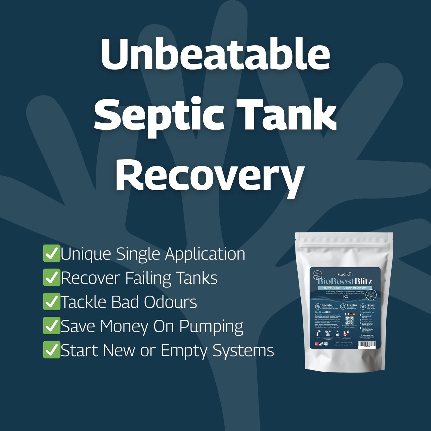 BioBoost Blitz | Ultimate Septic Tank Recovery  | One Time Bacteria Boost for Septic Tanks and Wastewater Treament Plants